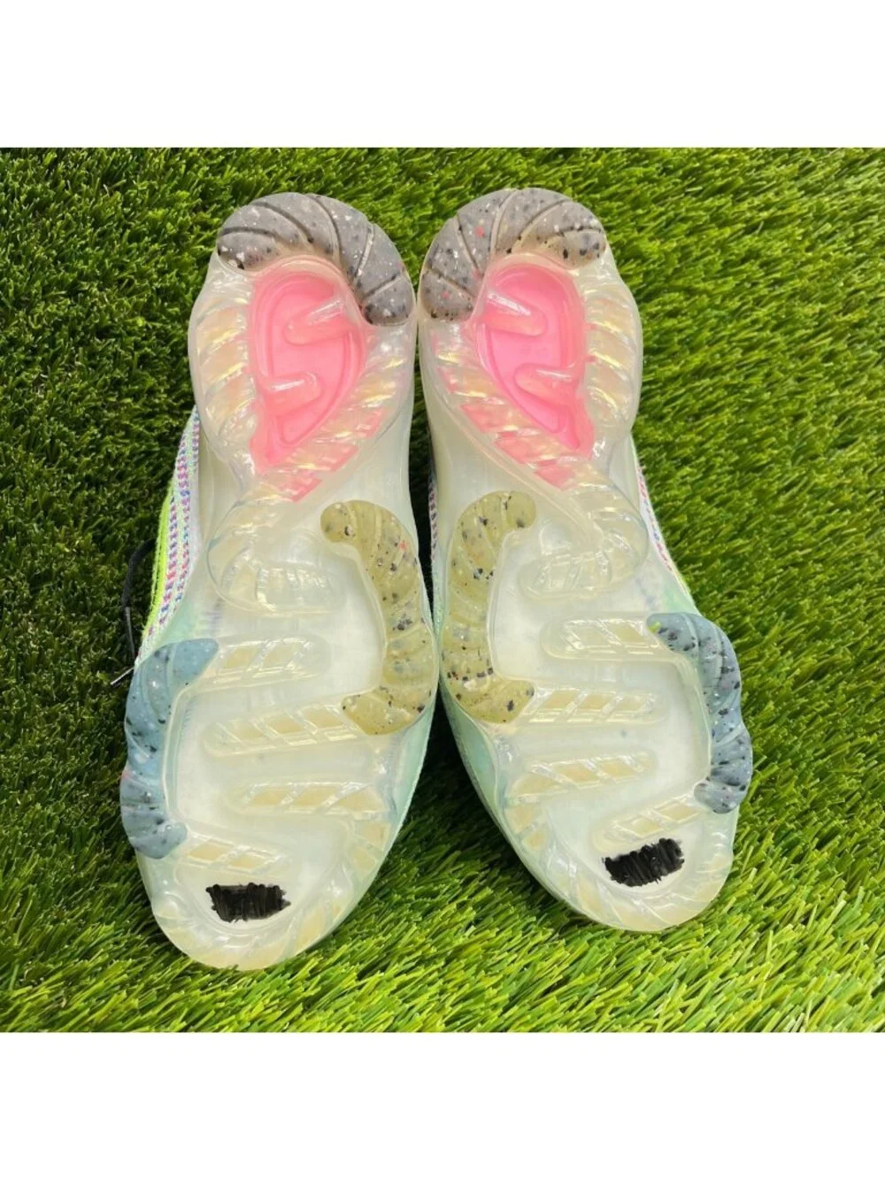Nike Air VaporMax 2021 Flyknit Boys Size 4Y Green Blue Running Shoes Sneakers